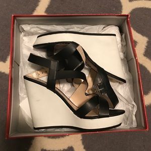 Black and White Colorblock Wedges