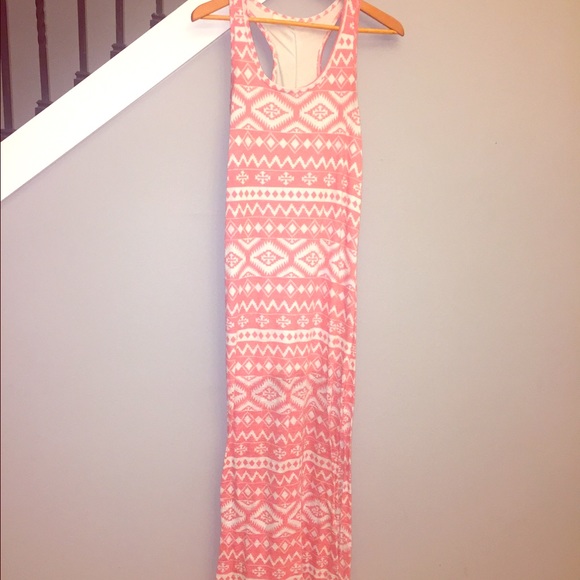 Coral Aztec tank sleeveless maxi dress
