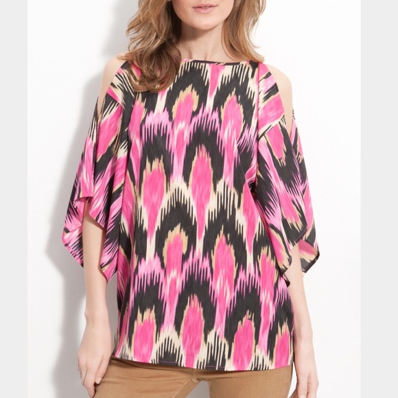 Michael Kors Cold Shoulder Top, Ikat Print