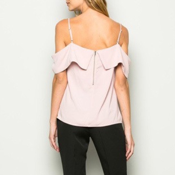 1 MED blush drape shoulder top - Picture 3 of 6