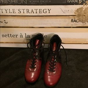 Maroon and Black Prada Sneakers