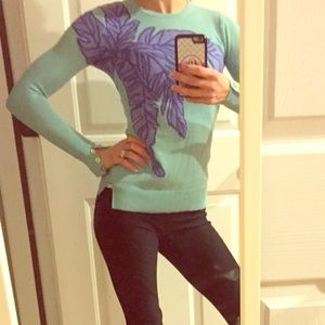 Lilly Pulitzer sweater xs turquoise purple palm