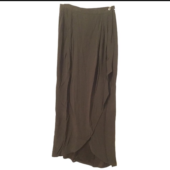 YSL size SMALL black silky FULL LENGTH tulip wrap skirt