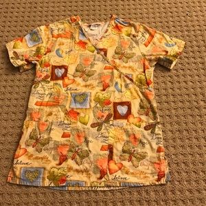 XS fall scrub top