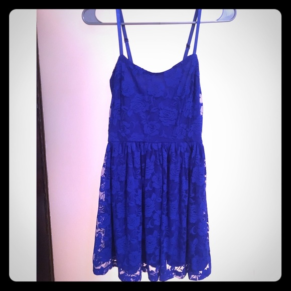 Royal blue lace skater dress