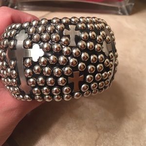 Silver studded cross bracelet