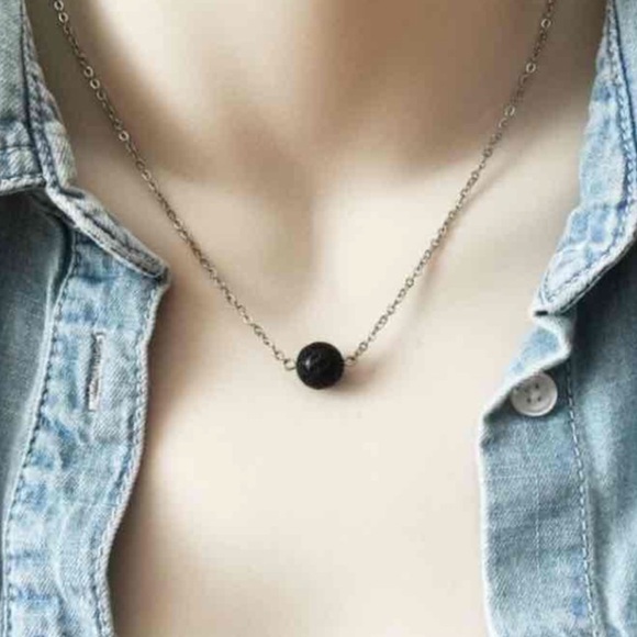 New Black Lava Stone Necklace - Essential Oil