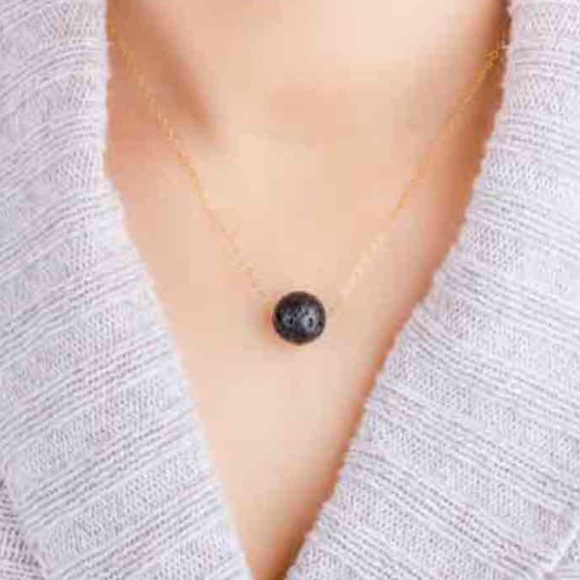 New Black Lava Stone Necklace - Essential Oil