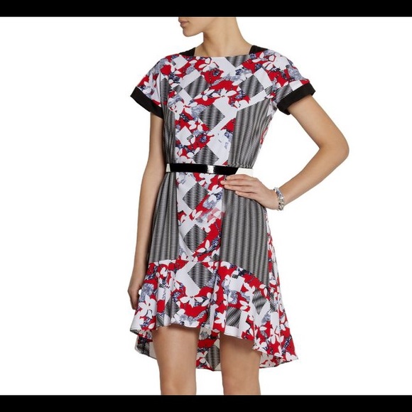 Peter Pilotto Belted Dress -Red Floral/Check Print