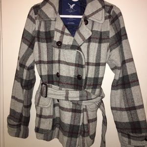 American Eagle Outfitters Plaid Peacoat!