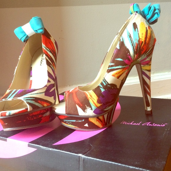 Michael Antonio Brown Floral Print Heels
