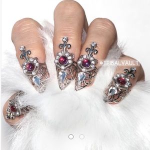 Dutchess Mexican Opal Silver Nail Claw set of 5 pc