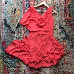 BCBG Asymmetrical Backless Coral Dress