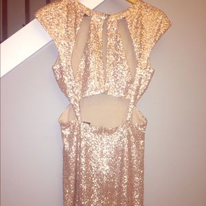 Windsor cut out sequin champagne cocktail dress