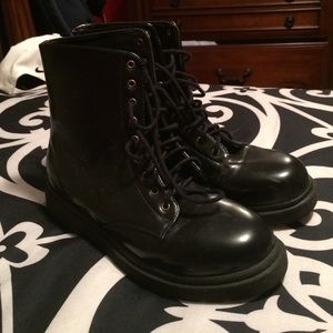 Black combat boots