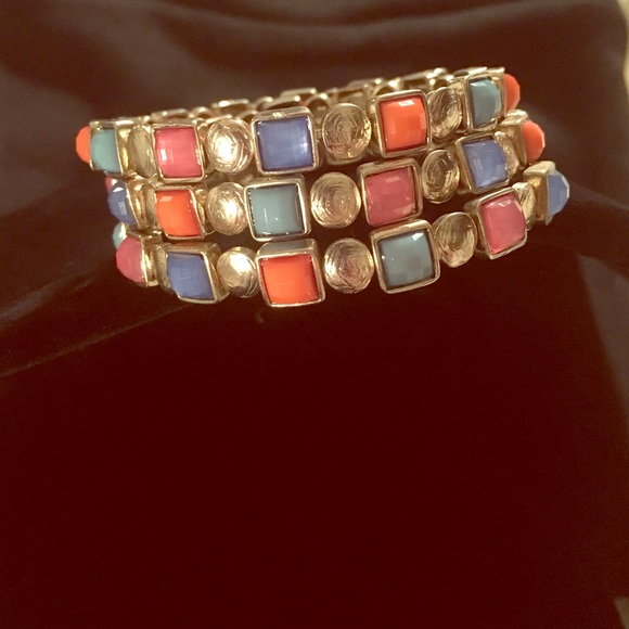 Gold and colorful stone wrap bracelet - Picture 1 of 3
