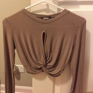 Fashion Nova mocha cropped shirt!