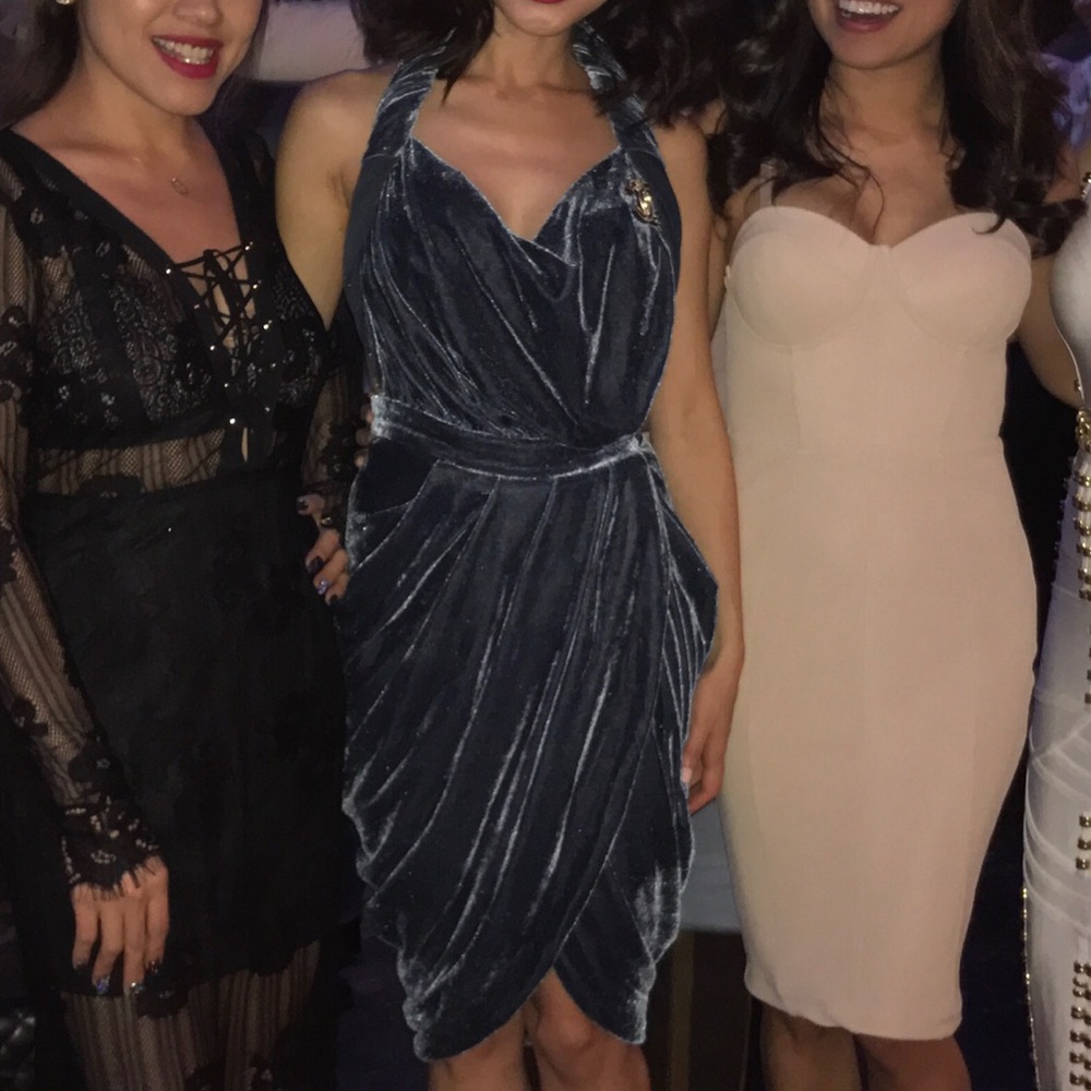 Beyond Beautiful Velvet Halter Midi Dress View 4