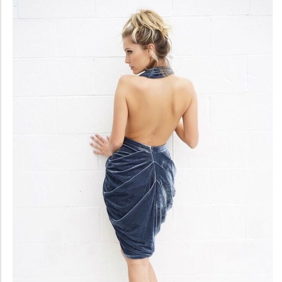Beyond Beautiful Velvet Halter Midi Dress View 3