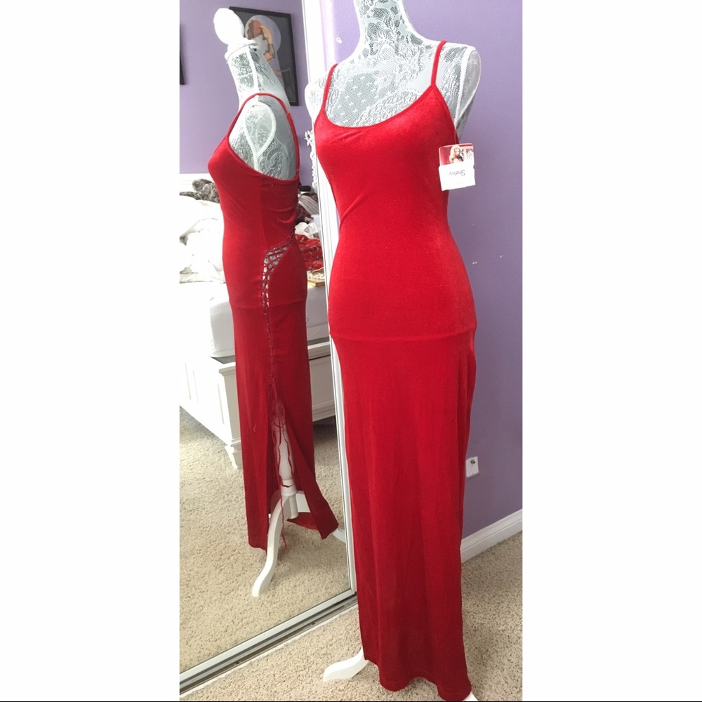 Shirley of Hollywood Red Velvet Gown Dress