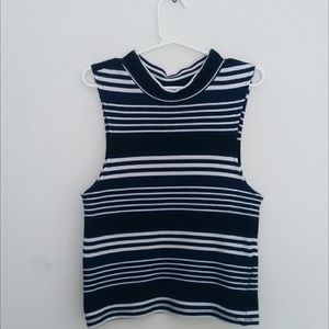 H&M Striped Crop Mock Neck Tank H&M Striped Crop Mock Neck Tank