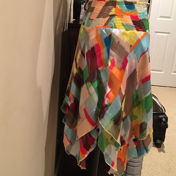Funky colorful handkerchief silk skirt - Picture 3 of 4