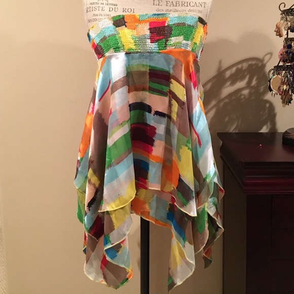 Funky colorful handkerchief silk skirt - Picture 4 of 4