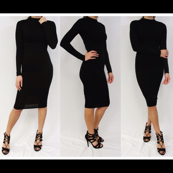 High neck long sleeve dress