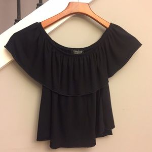 Topshop off the shoulder black crop top
