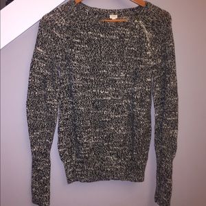 J Crew black & white knitted shoulder zip sweater