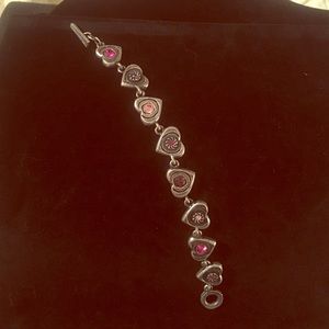 Lia Sophia Silver and pink rhinestone bracelet