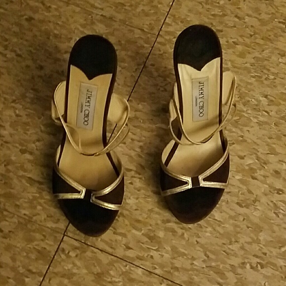 JIMMY CHOOS WOODEN PLATFORMS SANDALS