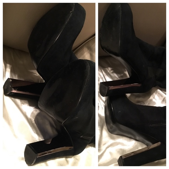 GUESS Black Corrie Suede Knee High Tall Boot - Picture 4 of 4