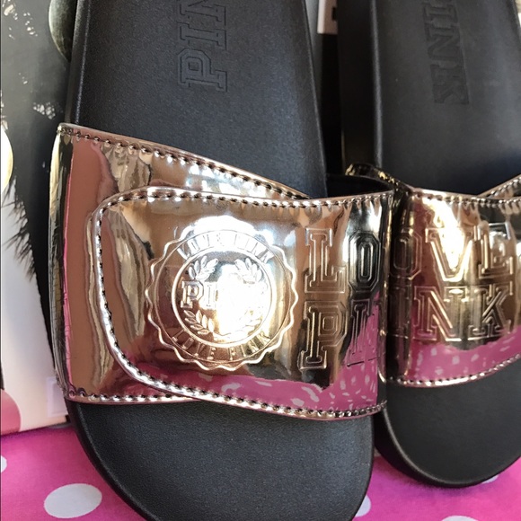 🆕NWT VS PINK silver metallic slides - Picture 3 of 3