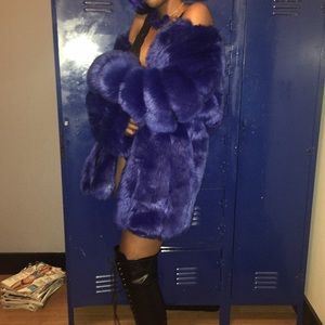 Royal Blue Faux Fur Coat!
