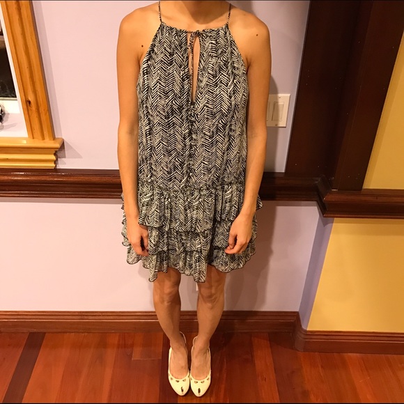 Zara flowy drop waist dress with front tie
