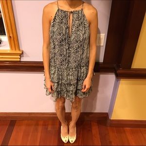 Zara flowy drop waist dress with front tie