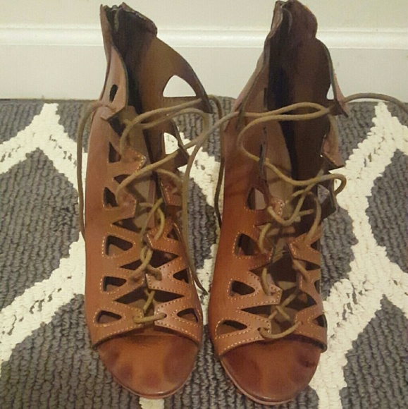 MIA brown gladiator wedge sandal