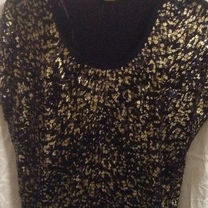 MICHAEL KORS Black/Gold Dressy Top M