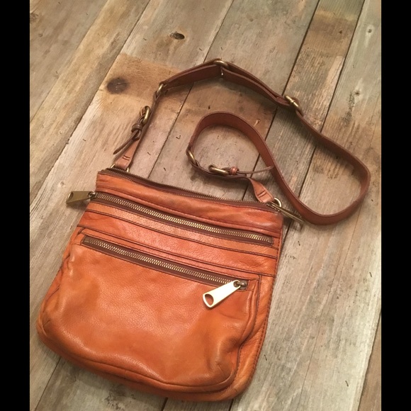 Brown Fossil Leather Crossbody
