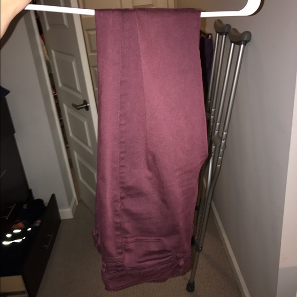 Maroon skinny jeans from AE