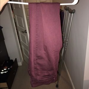 Maroon skinny jeans from AE