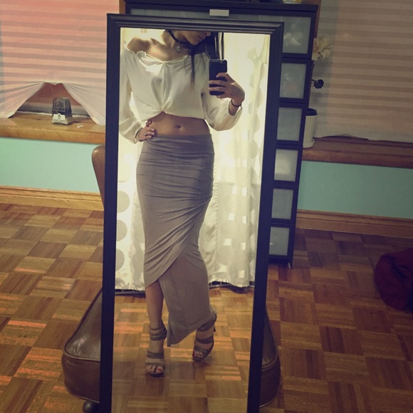 Skin tight, nude, bohemian skirt