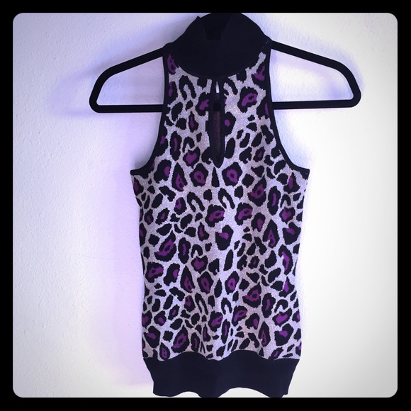 Marciano knit leopard high neck turtleneck top