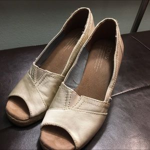 Toms Ivory Grosgrain Wedges
