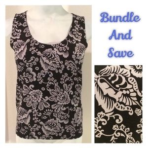 Sleeveless Knit Top Floral Damask