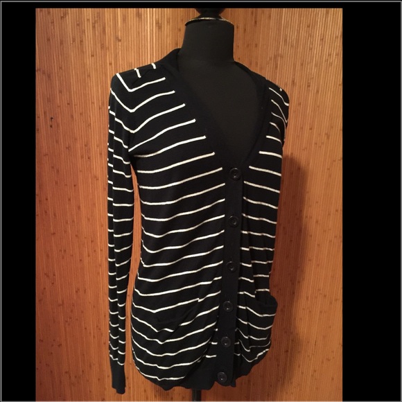 Black white Vince striped cardigan, size Large