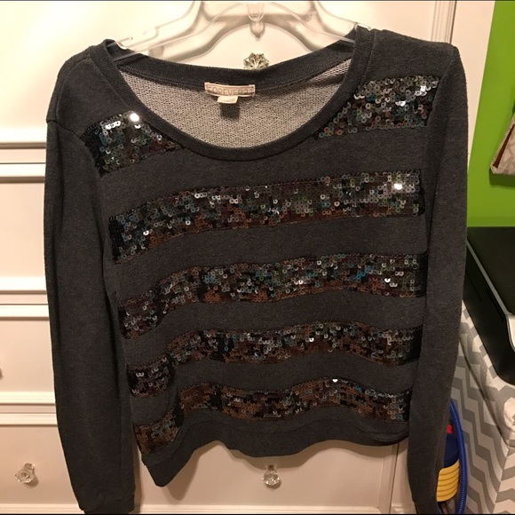 Grey sequined long sleep top