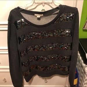 Grey sequined long sleep top