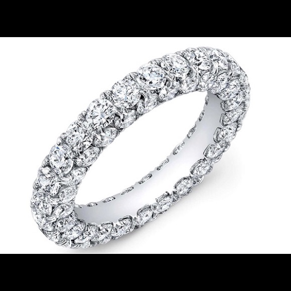 Cubic Zirconia 3-Row Eternity Ring 18K White Gold